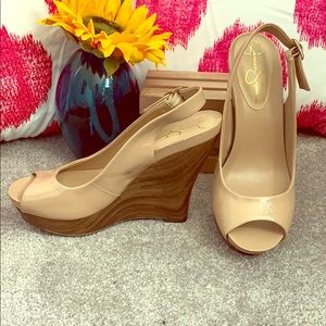 Jessica Simpson nude wedges. Size 7.